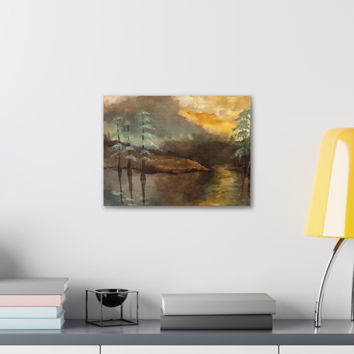 Canvas Gallery Wraps, Moon Lake Watercolor, FrediFreds Home Collection