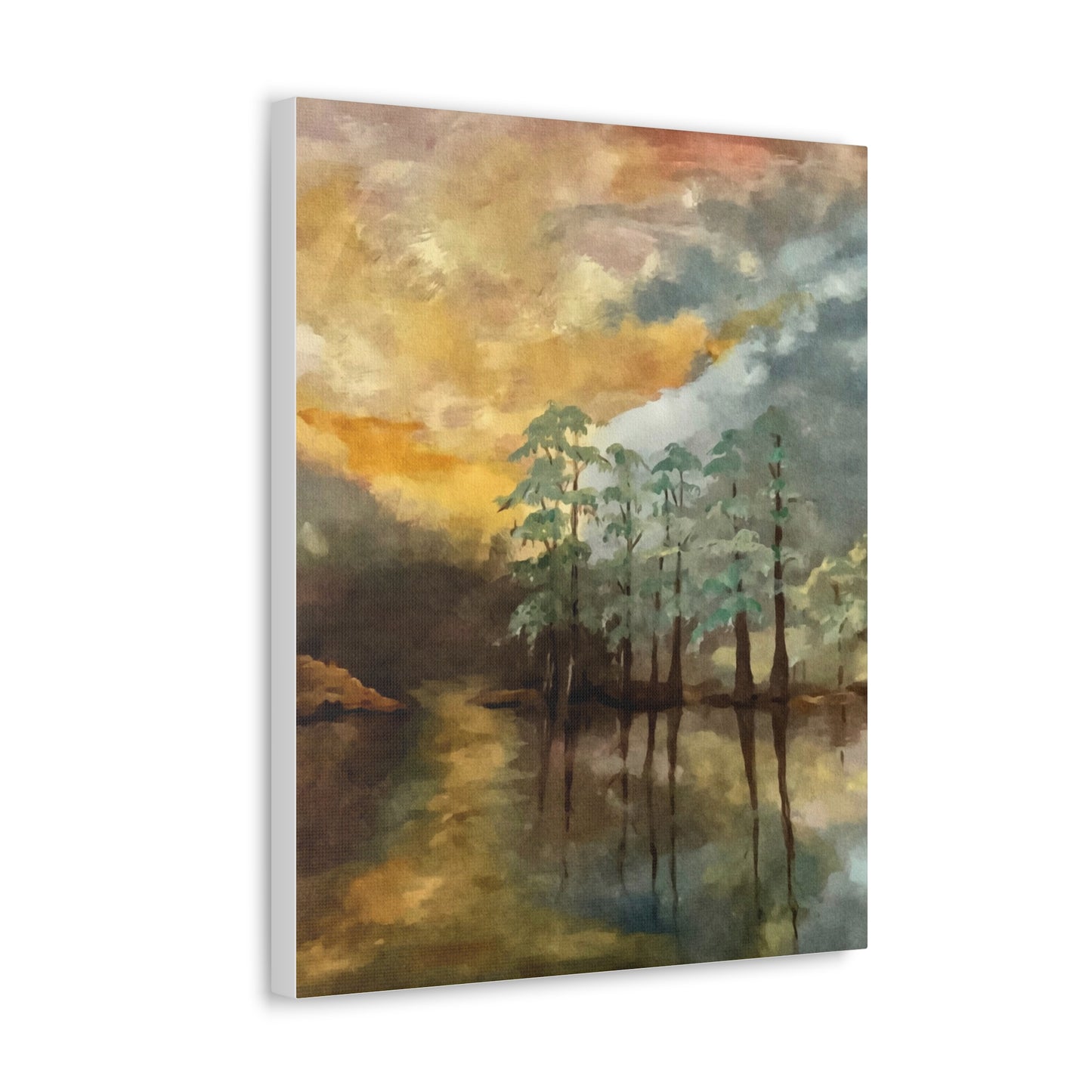 Canvas Gallery Wraps, Moon Lake Watercolor, FrediFreds Home Collection