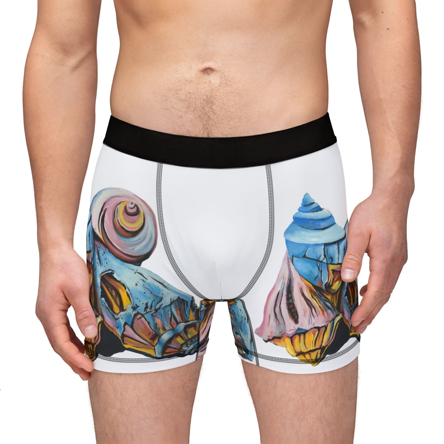 Men's Boxers (AOP), Artsy Beach Shells, Beach Themed, Humorous, Beachwalker Club Collection