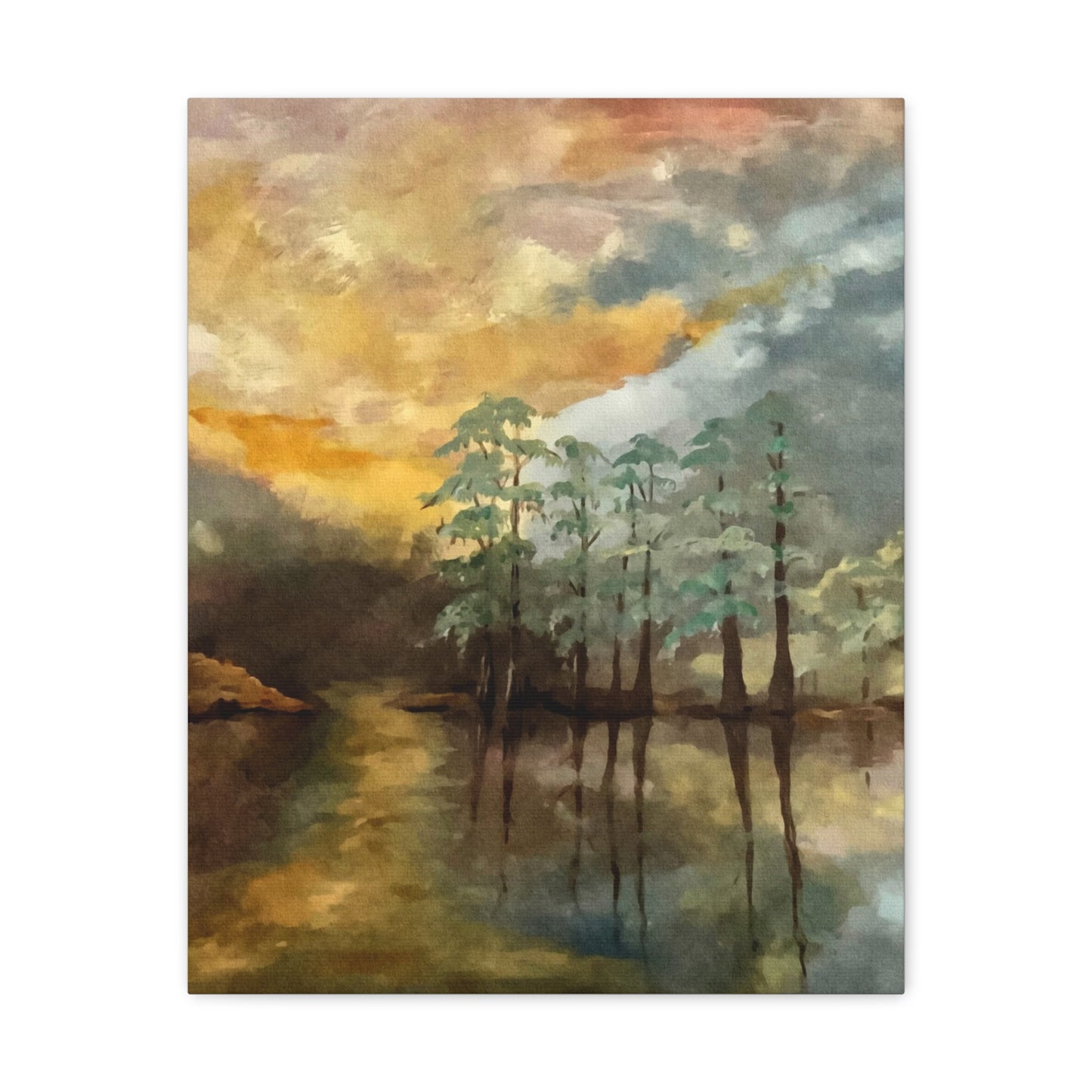 Canvas Gallery Wraps, Moon Lake Watercolor, FrediFreds Home Collection