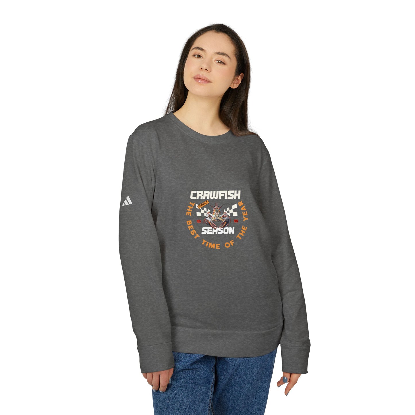 adidas Unisex Fleece Crewneck Sweatshirt, Clock It Crawfish Season, Life on the Bayou Collection