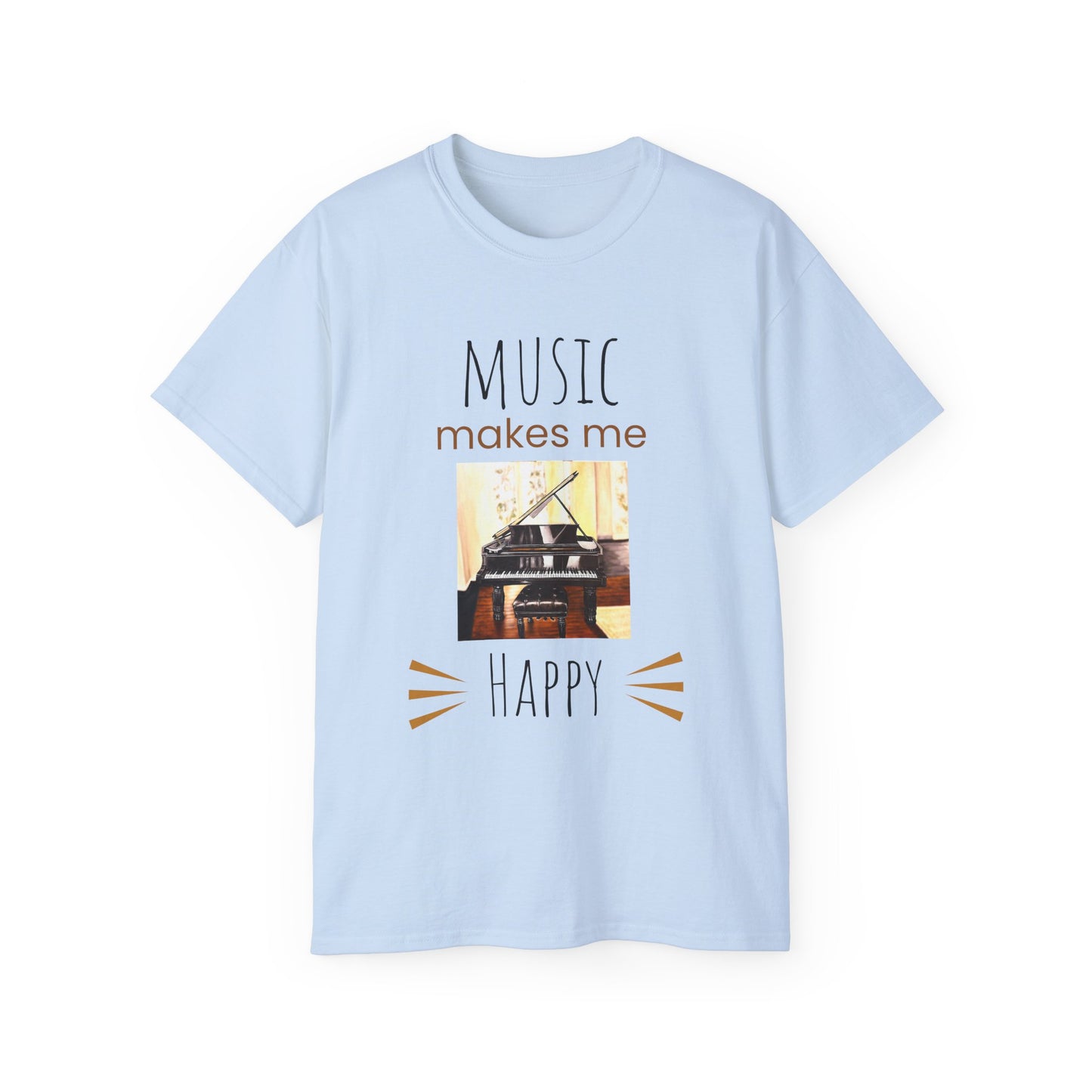 Unisex Ultra Cotton Tee, Music, Piano Artwork, Happy, Soul Music