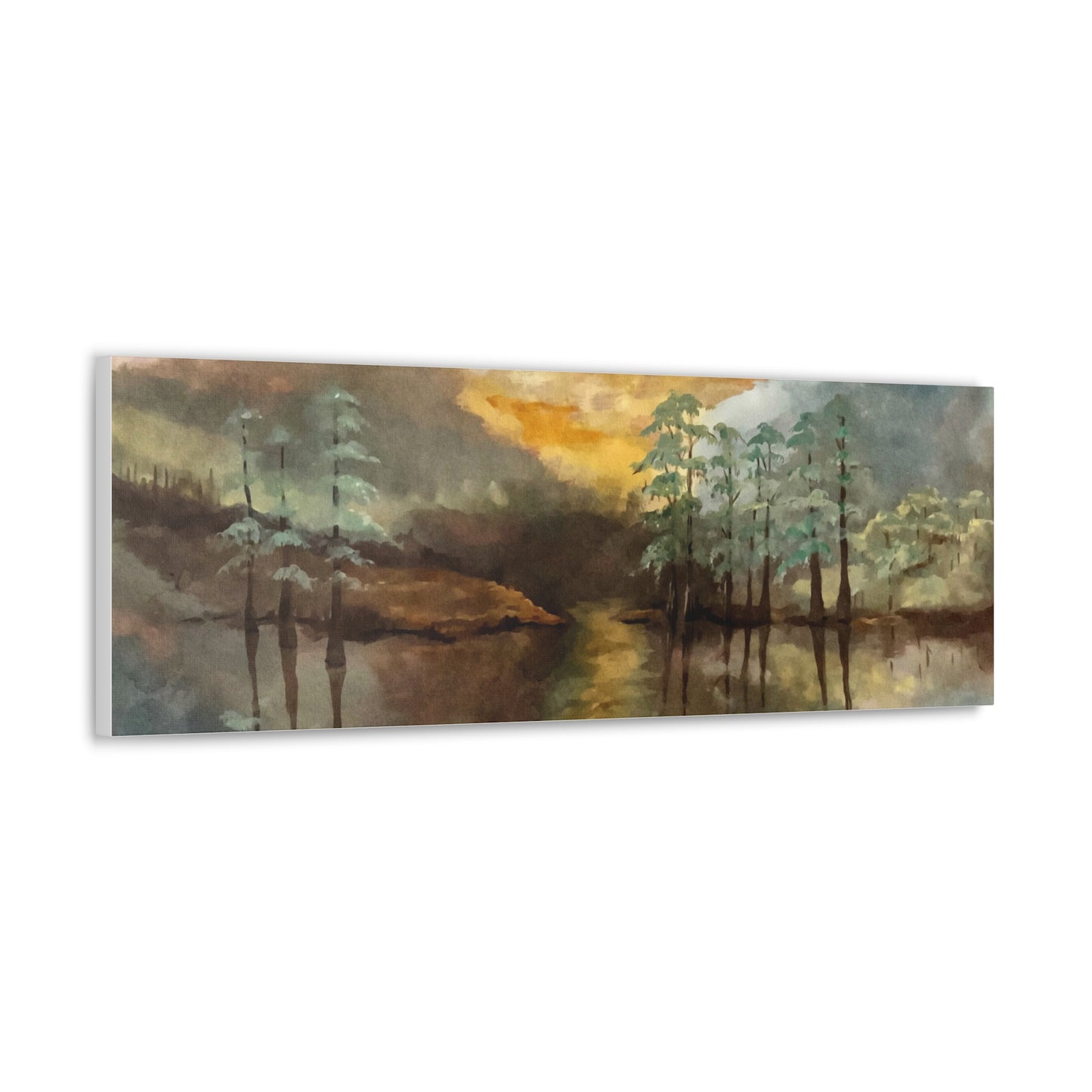 Canvas Gallery Wraps, Moon Lake Watercolor, FrediFreds Home Collection