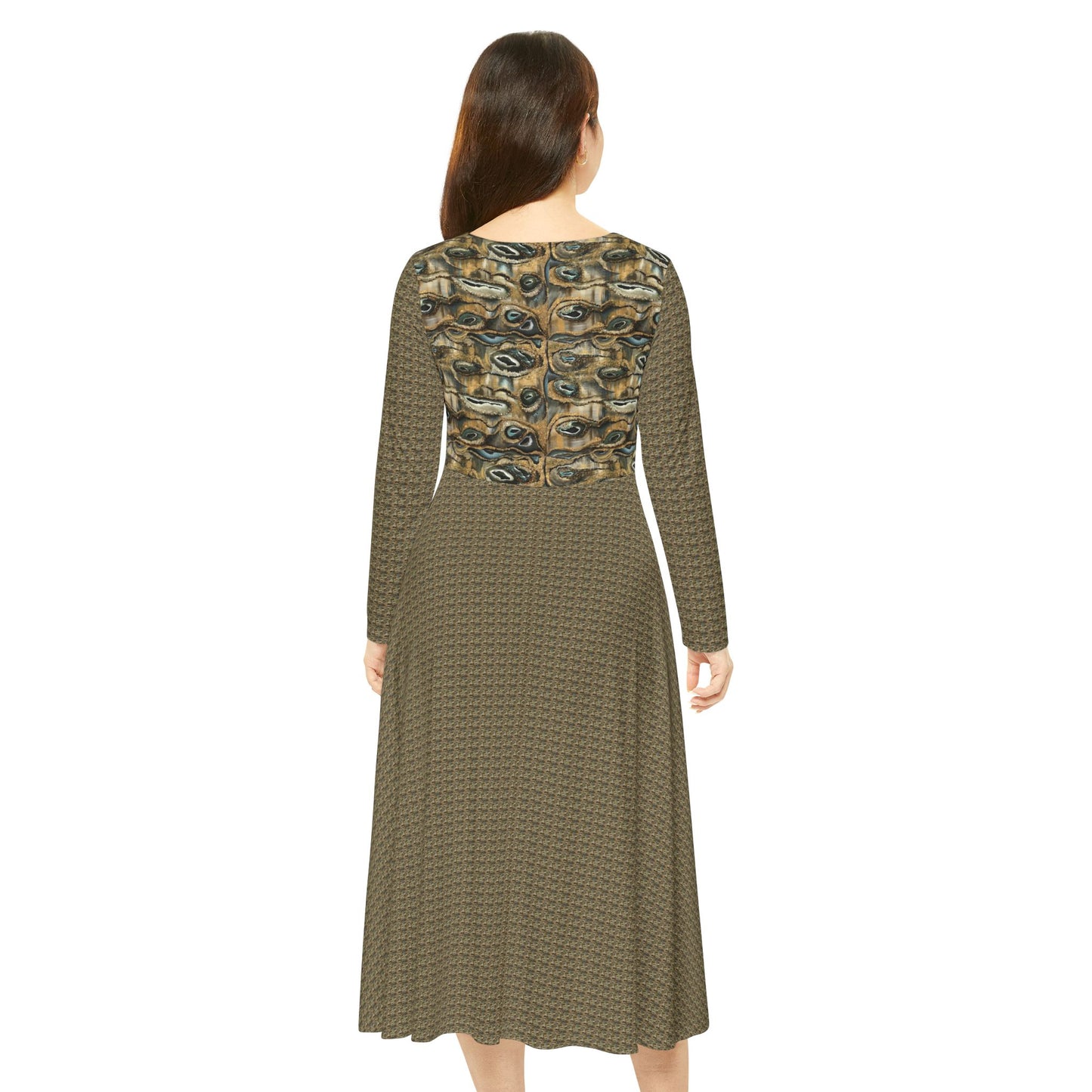 Women's Long Sleeve Modest Dress (AOP), Oyster Shells, FrediFreds Home Collection