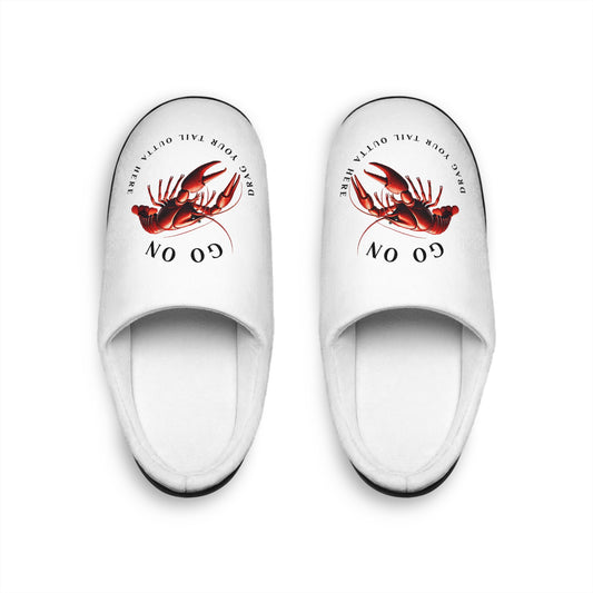 Women's Indoor Slippers, Humorous, Crawfish Themed Design with Life on the Bayou Collection
