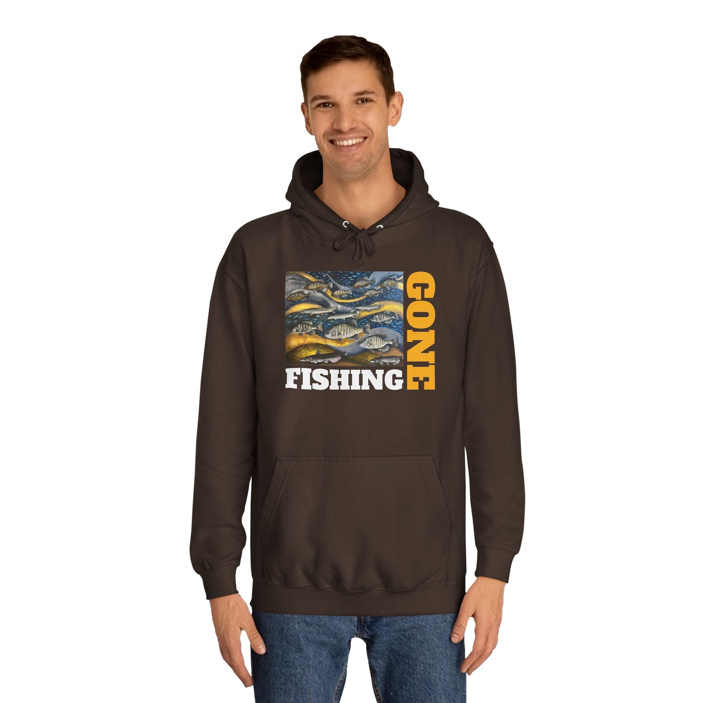 Unisex College Hoodie, Gone Fishing, FrediFreds Home Collection