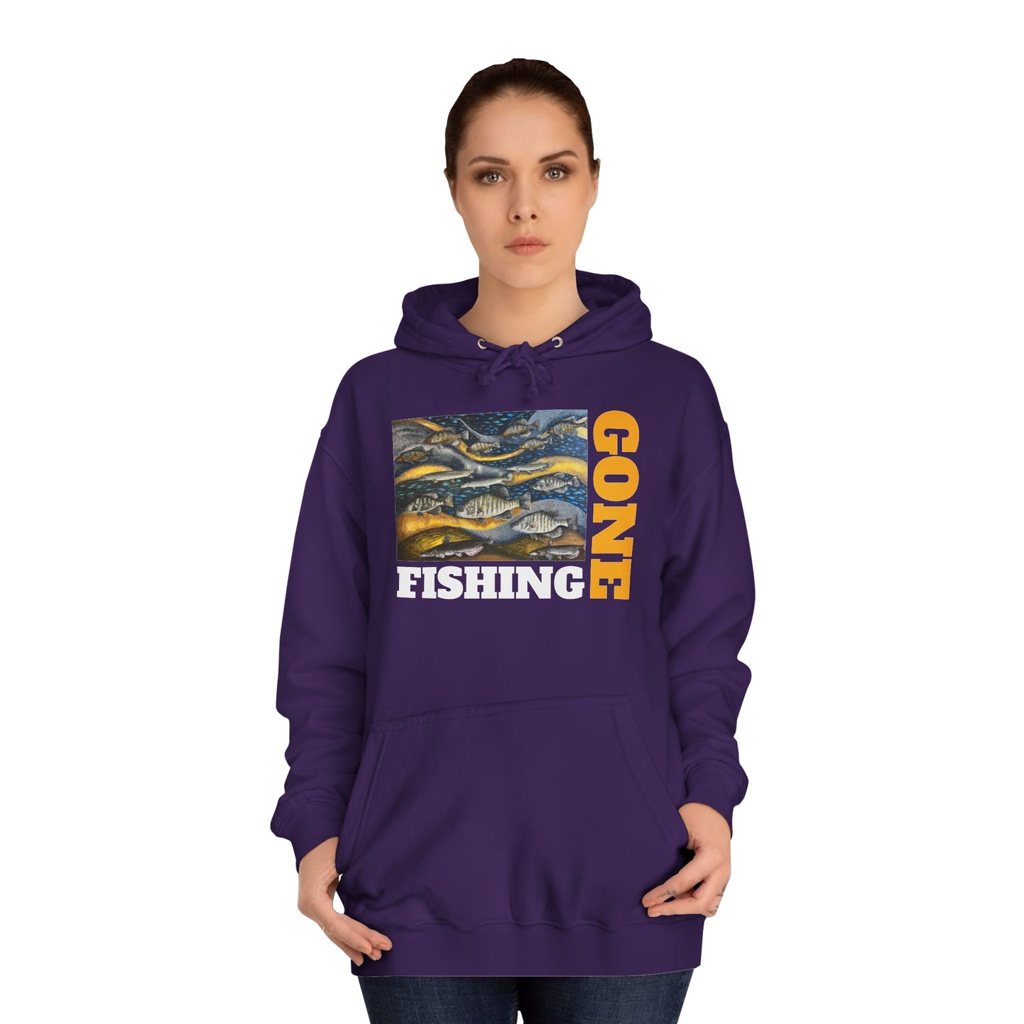 Unisex College Hoodie, Gone Fishing, FrediFreds Home Collection