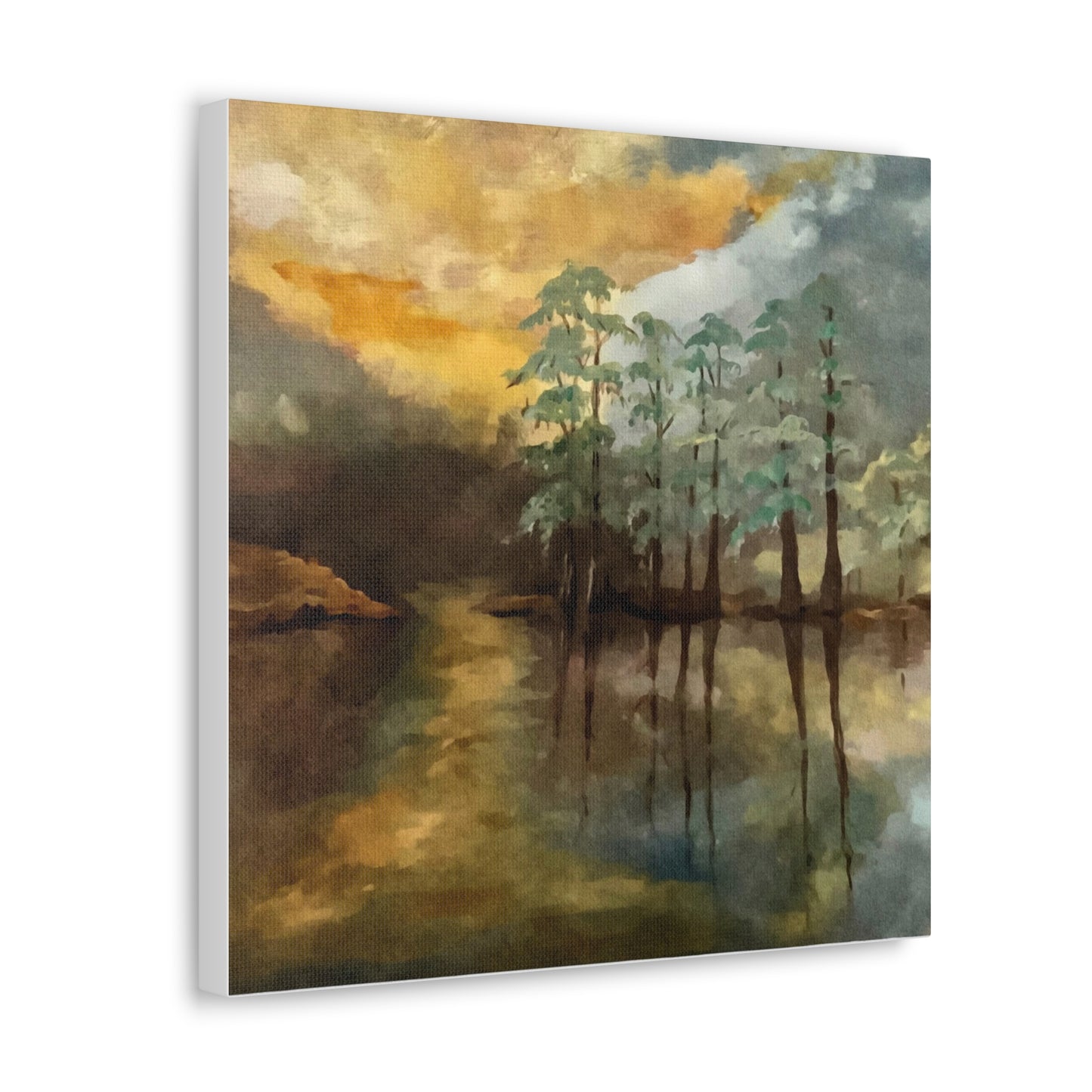 Canvas Gallery Wraps, Moon Lake Watercolor, FrediFreds Home Collection