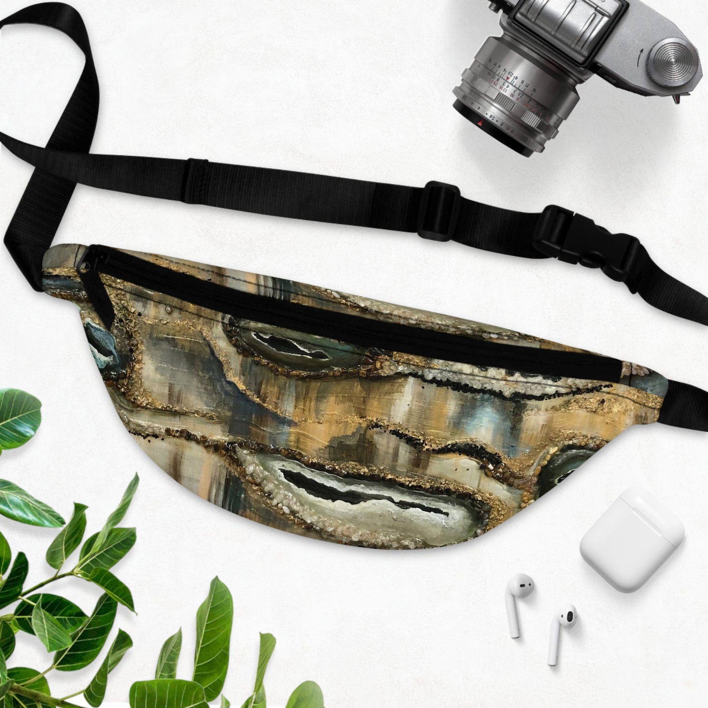 Fanny Pack, Abstract Printed Earth Tones Design, Creek Bed, Life on the Bayou Collection