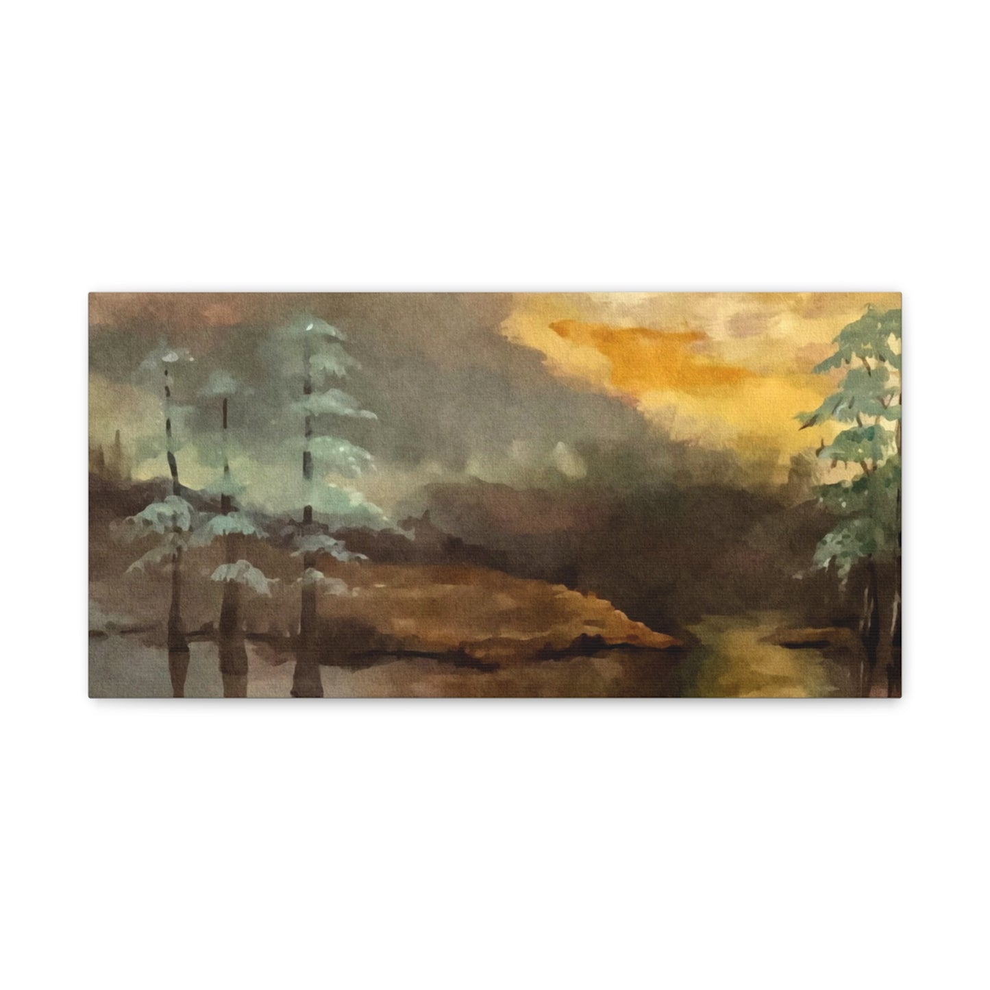 Canvas Gallery Wraps, Moon Lake Watercolor, FrediFreds Home Collection