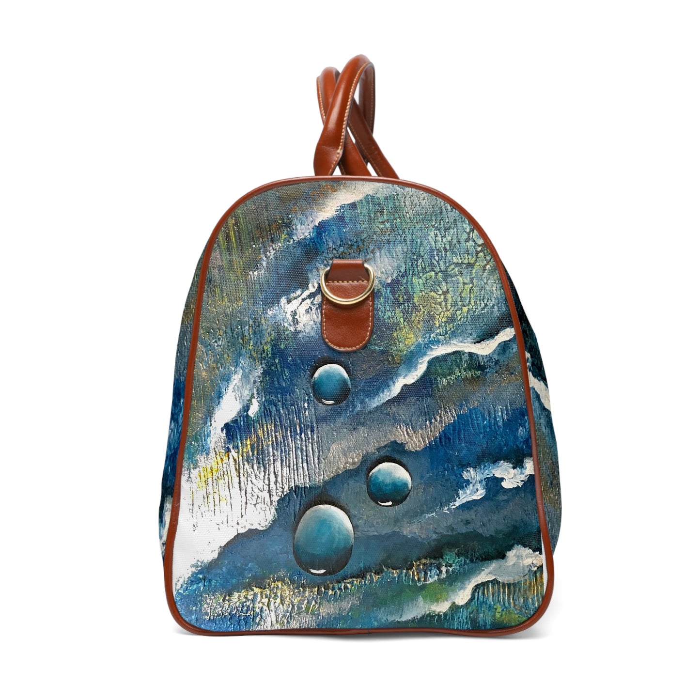 Whimsical Artsy Waterproof Travel Bag, Abstract Ocean Spray Design, Beachwalker Club Collection