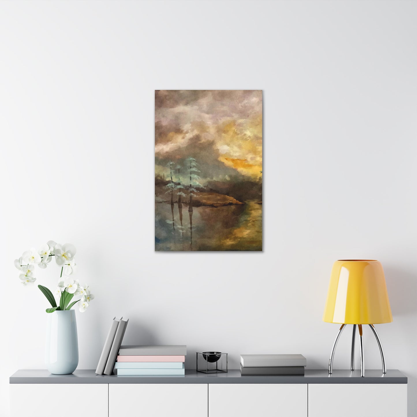 Canvas Gallery Wraps, Moon Lake Watercolor, FrediFreds Home Collection