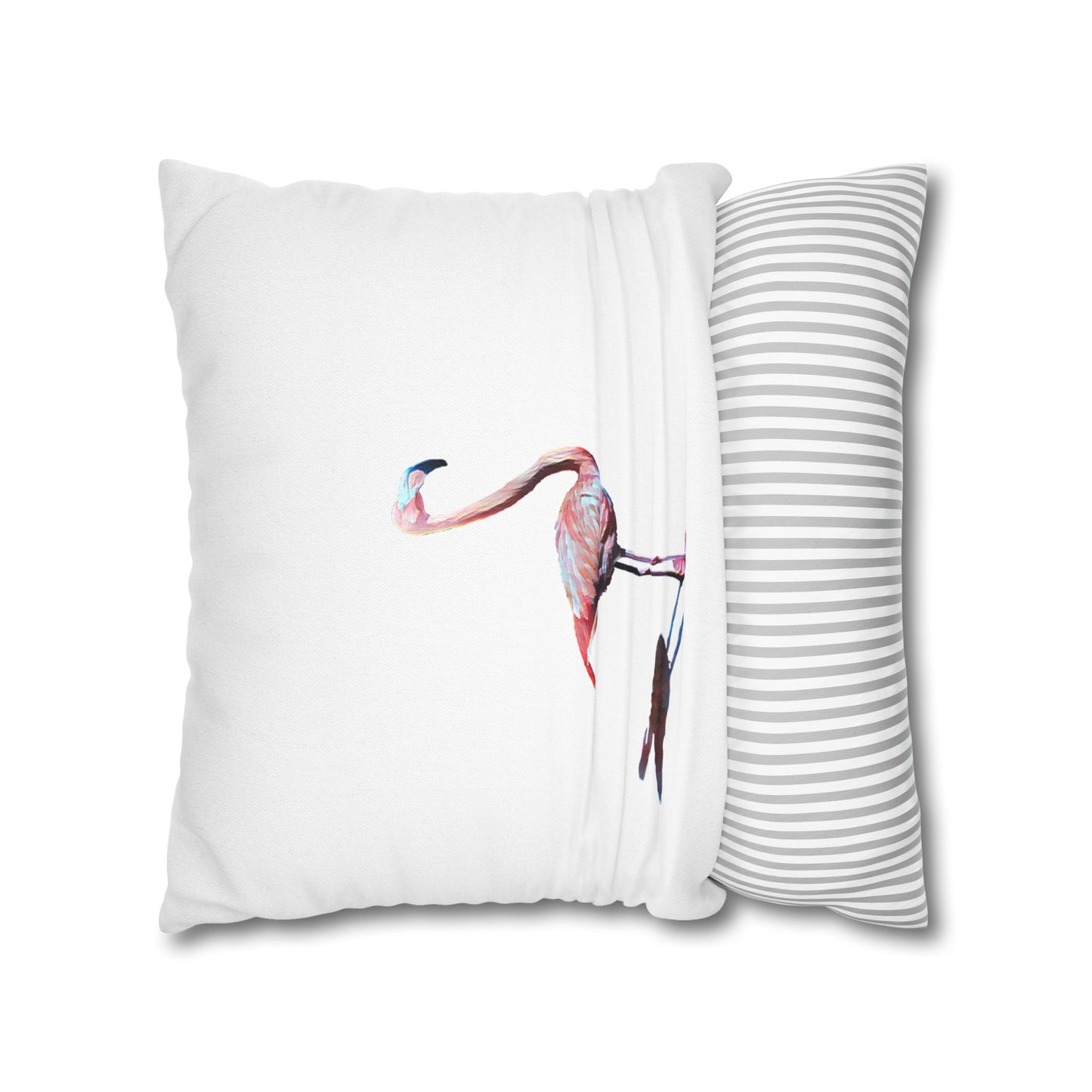 Spun Polyester Square Pillowcase, Flamingo, Beachwalker Club Collection