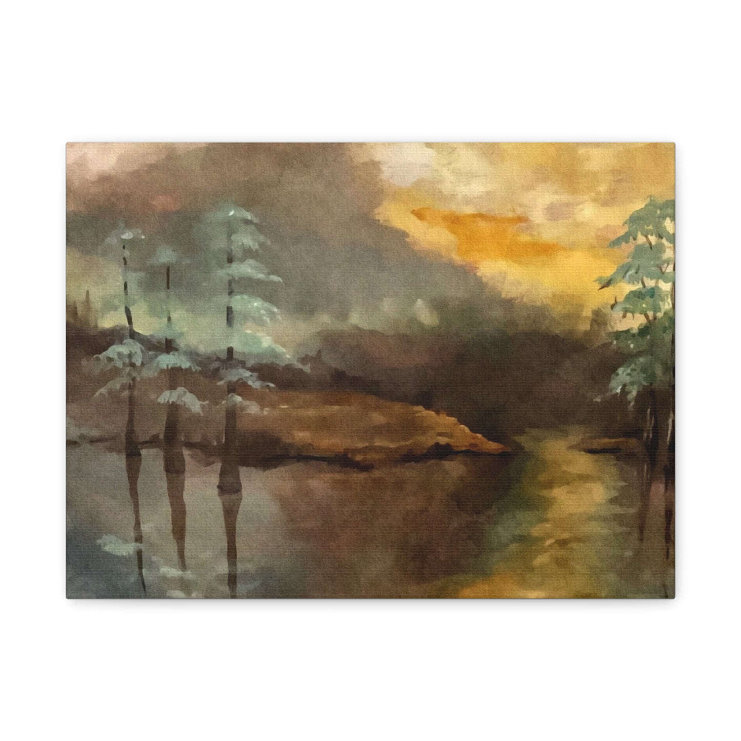 Canvas Gallery Wraps, Moon Lake Watercolor, FrediFreds Home Collection