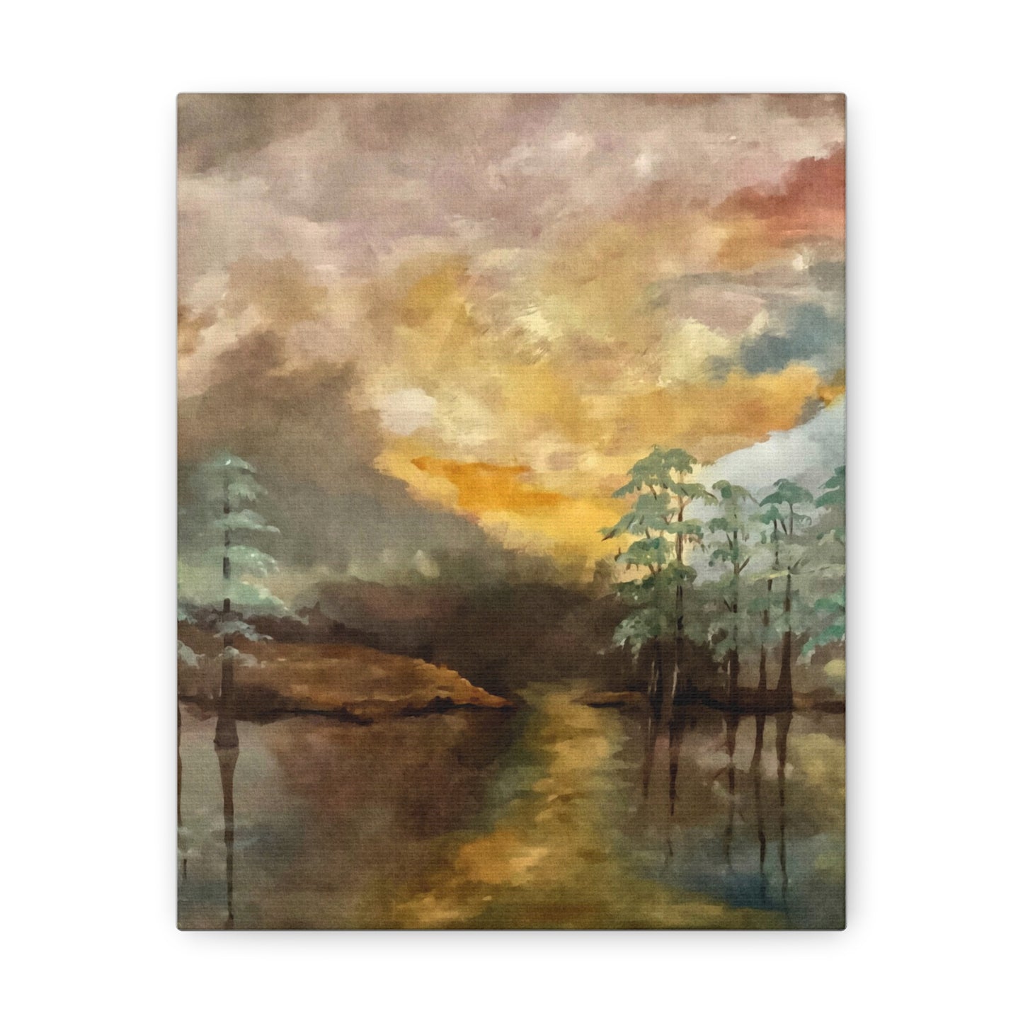 Canvas Gallery Wraps, Moon Lake Watercolor, FrediFreds Home Collection