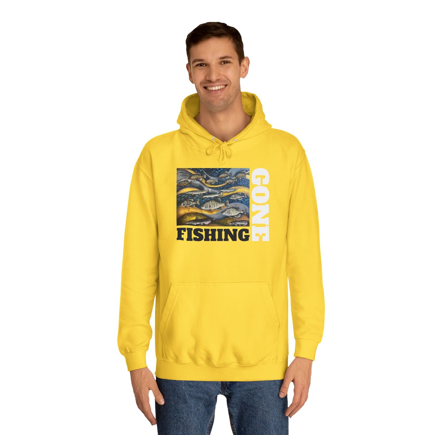 Unisex College Hoodie, Gone Fishing, FrediFreds Home Collection