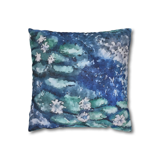 Square Poly Canvas Pillowcase, Water Lilies, FrediFreds Home Collection