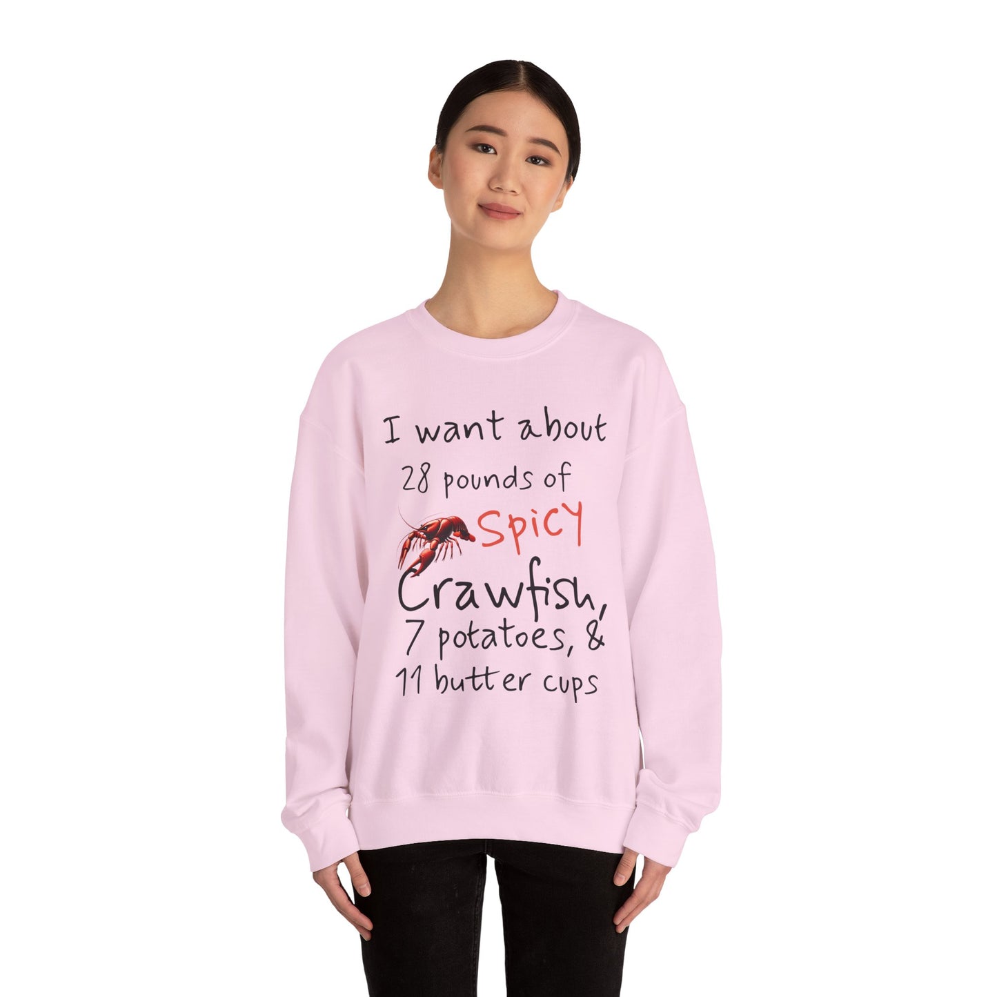 Unisex Heavy Blend™ Crewneck Sweatshirt, I want 28 pounds of Crawfish, Life on the Bayou Collection