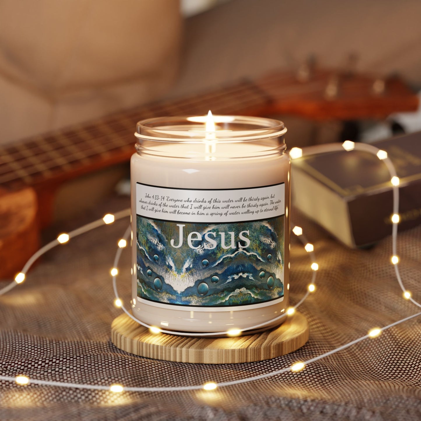 Scented Soy Candle, 9oz, John 4:13-14, Abstract Art, Designer Series, FrediFreds Home Collection