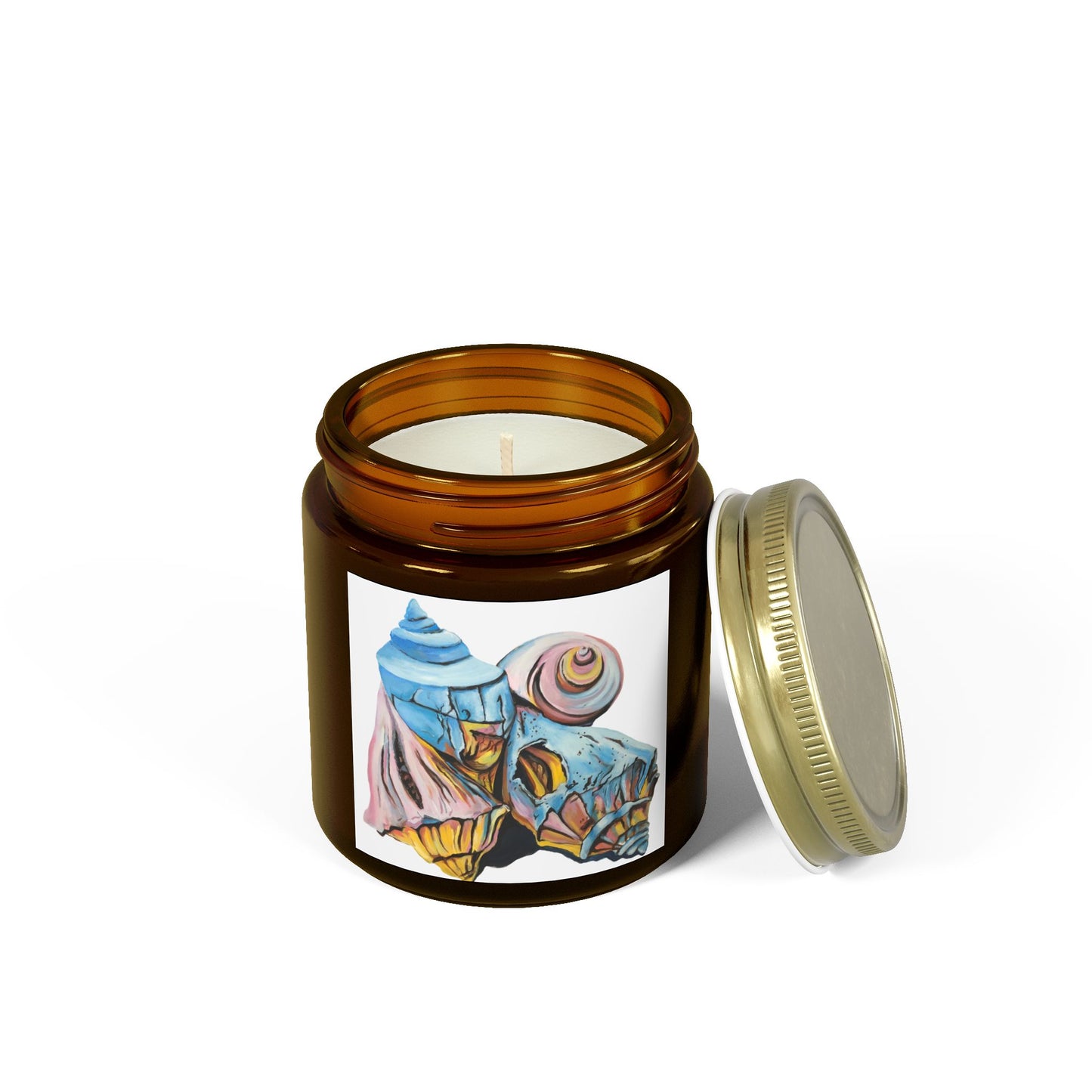 Scented Candles, Coconut Apricot Wax (4oz, 9oz), Seashells, Beach Theme, Beachwalker Club Collection