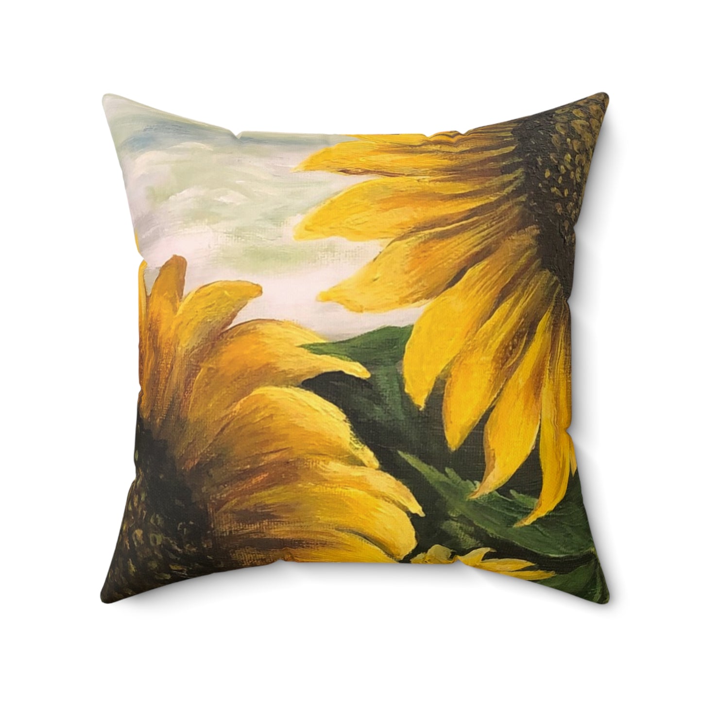 Spun Polyester Square Pillow, Sunflower Field, FrediFreds Home Collection