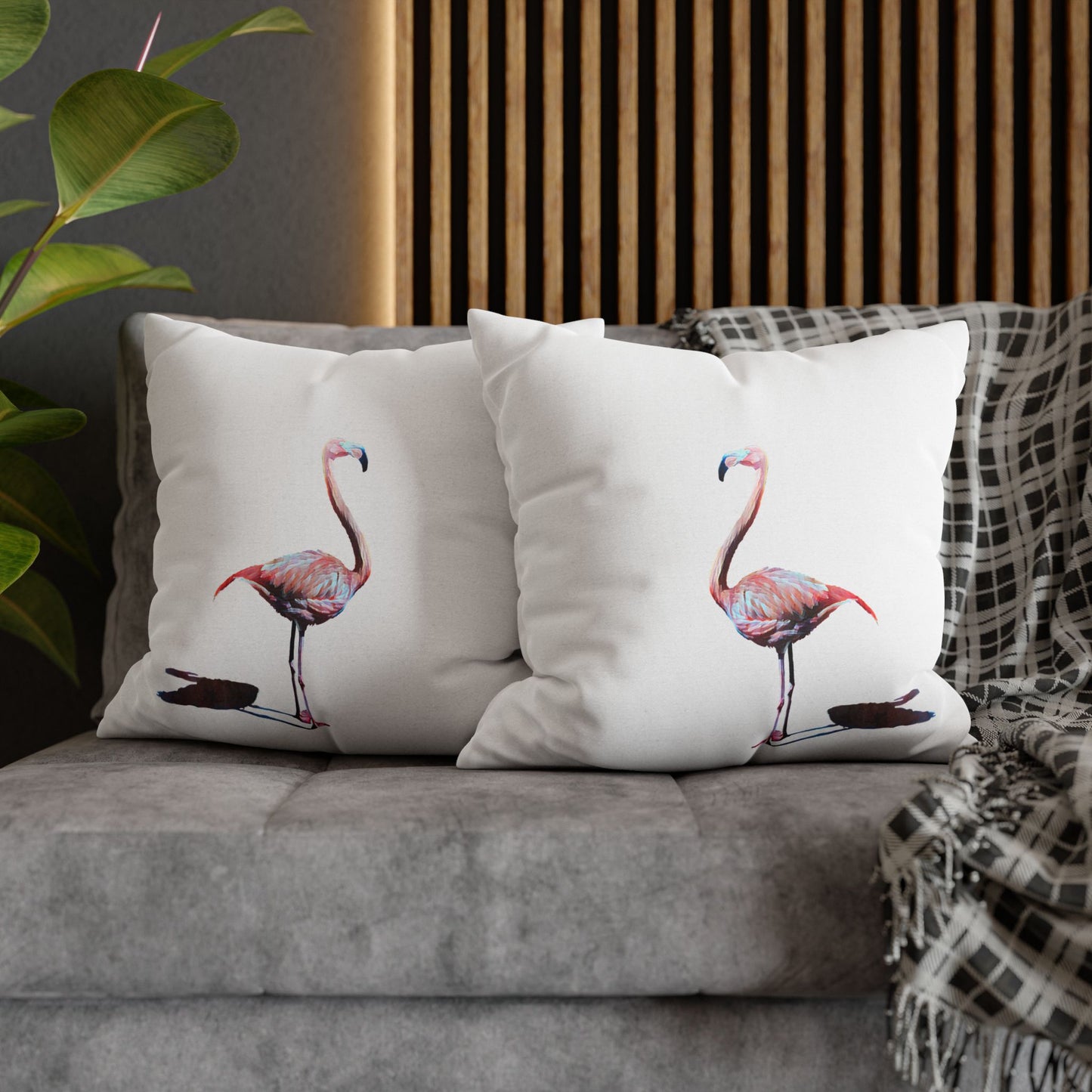 Spun Polyester Square Pillowcase, Flamingo, Beachwalker Club Collection