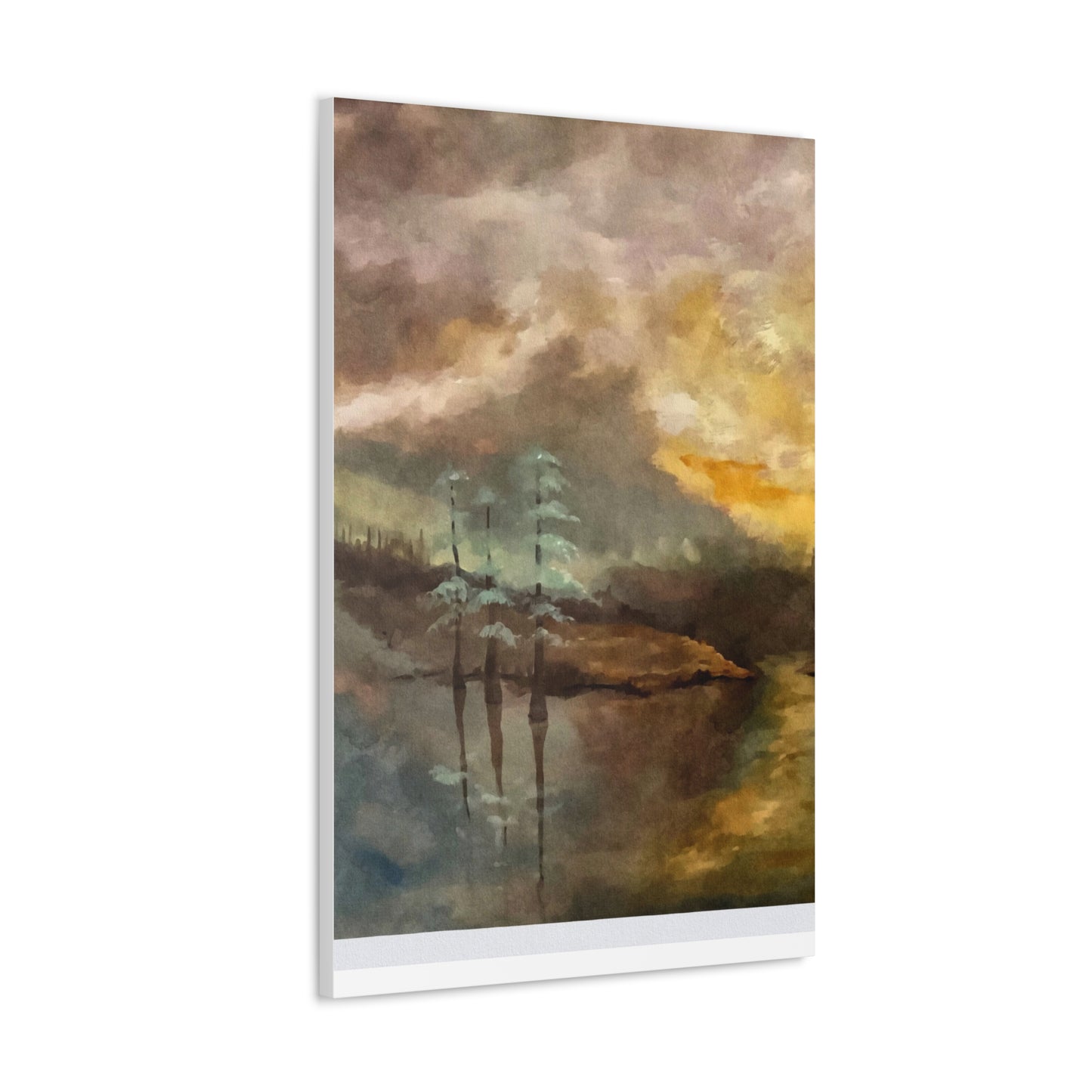 Canvas Gallery Wraps, Moon Lake Watercolor, FrediFreds Home Collection