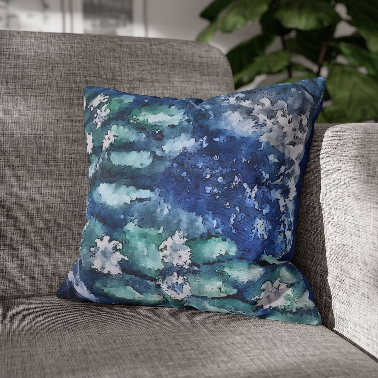 Square Poly Canvas Pillowcase, Water Lilies, FrediFreds Home Collection