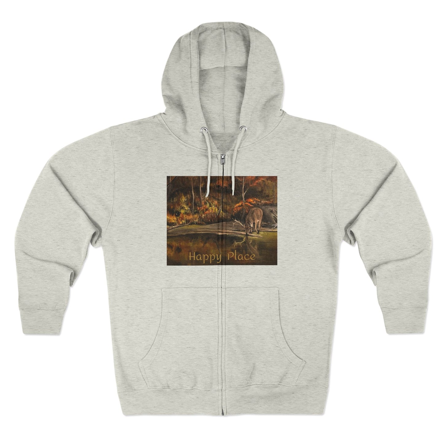 Unisex Zip Hoodie, Deer Haven Reflection