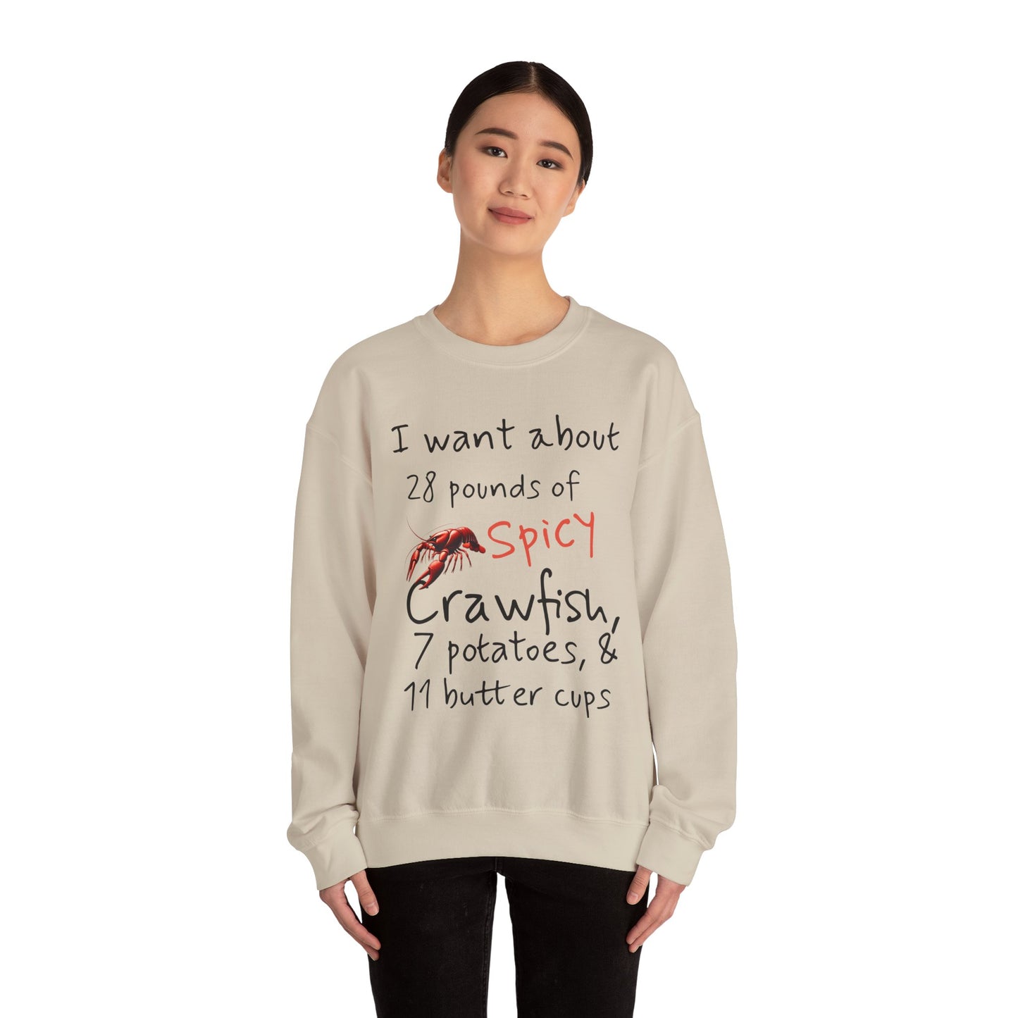 Unisex Heavy Blend™ Crewneck Sweatshirt, I want 28 pounds of Crawfish, Life on the Bayou Collection