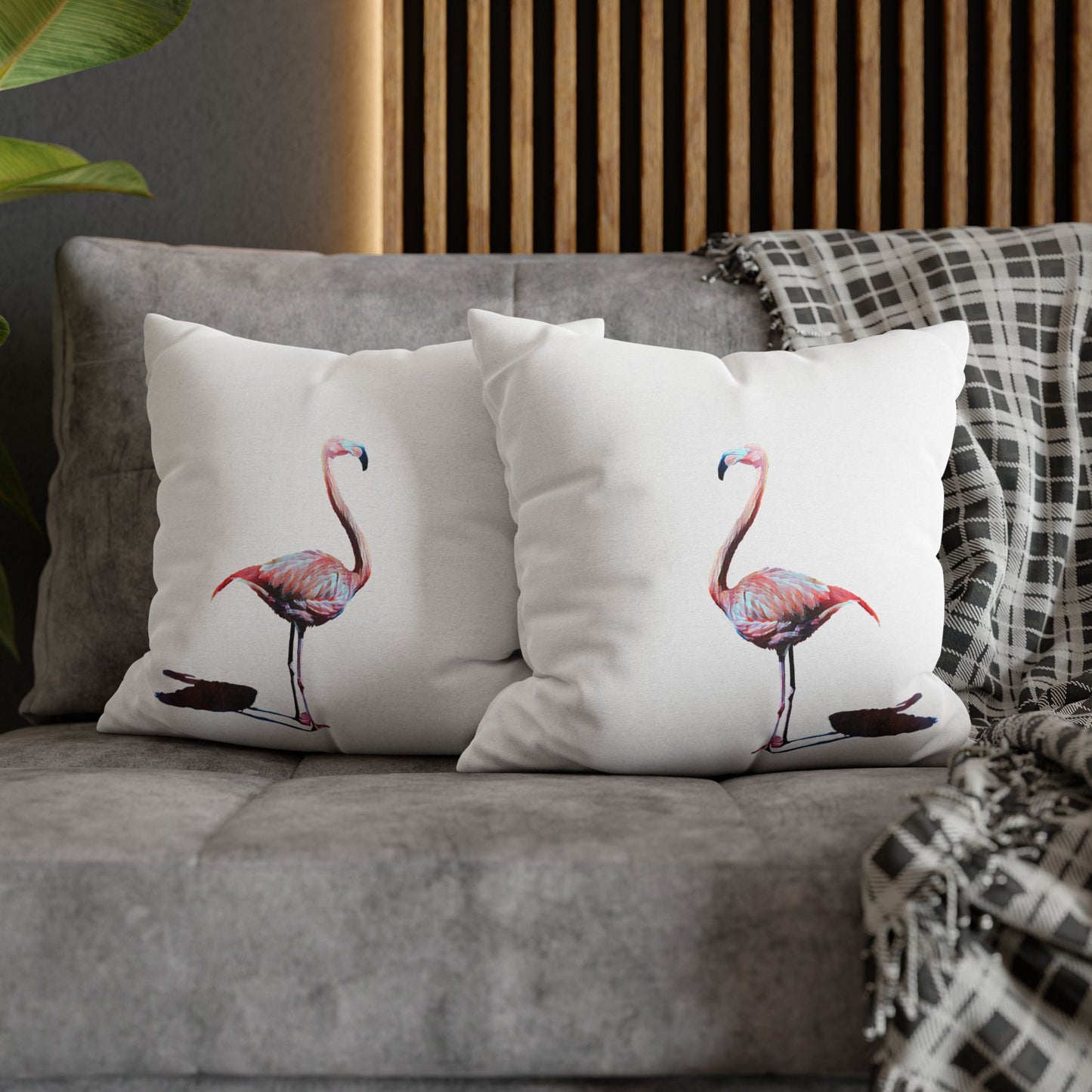 Spun Polyester Square Pillowcase, Flamingo, Beachwalker Club Collection