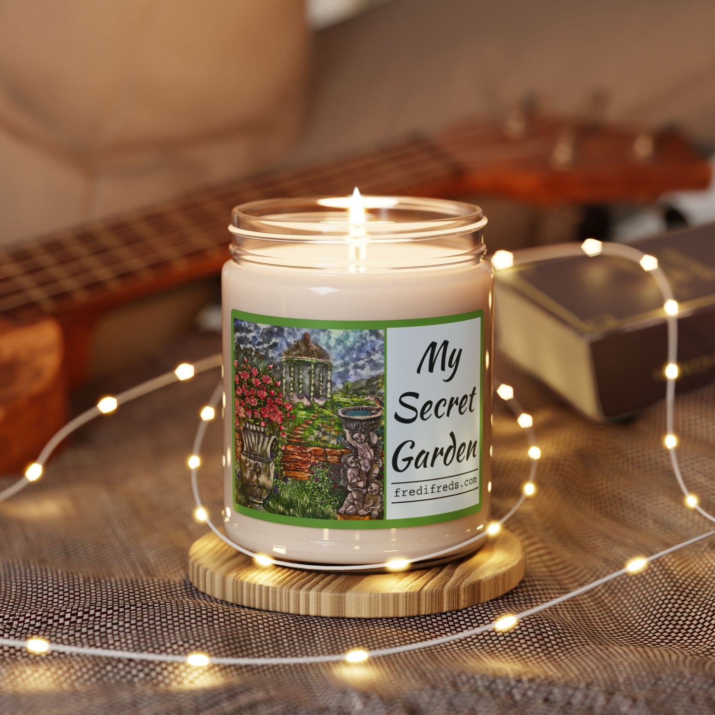 Scented Soy Candle, 9oz, Flowers, Art, My Secret Garden, FrediFreds Home Collection