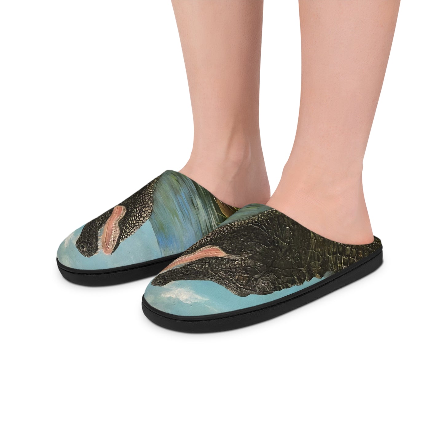 Men's Indoor Slippers, Whimsical Gator Printed Design with Life on the Bayou Collection