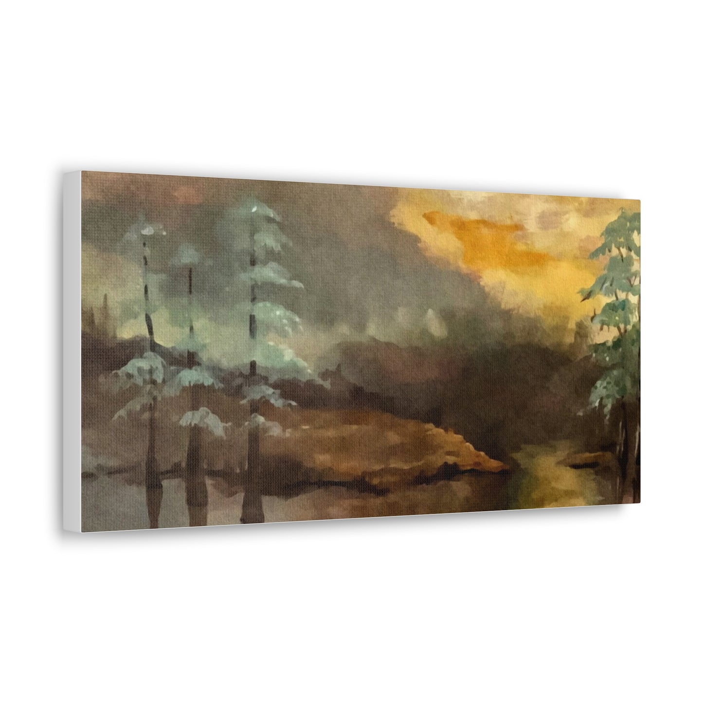 Canvas Gallery Wraps, Moon Lake Watercolor, FrediFreds Home Collection