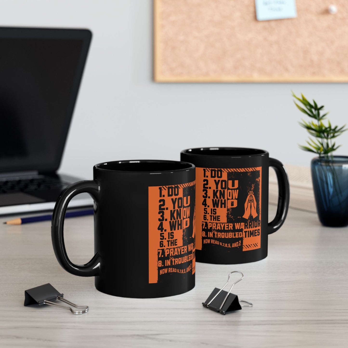 Black Mug (11oz, 15oz) ,"Prayer Warrior", FrediFreds Home Collection