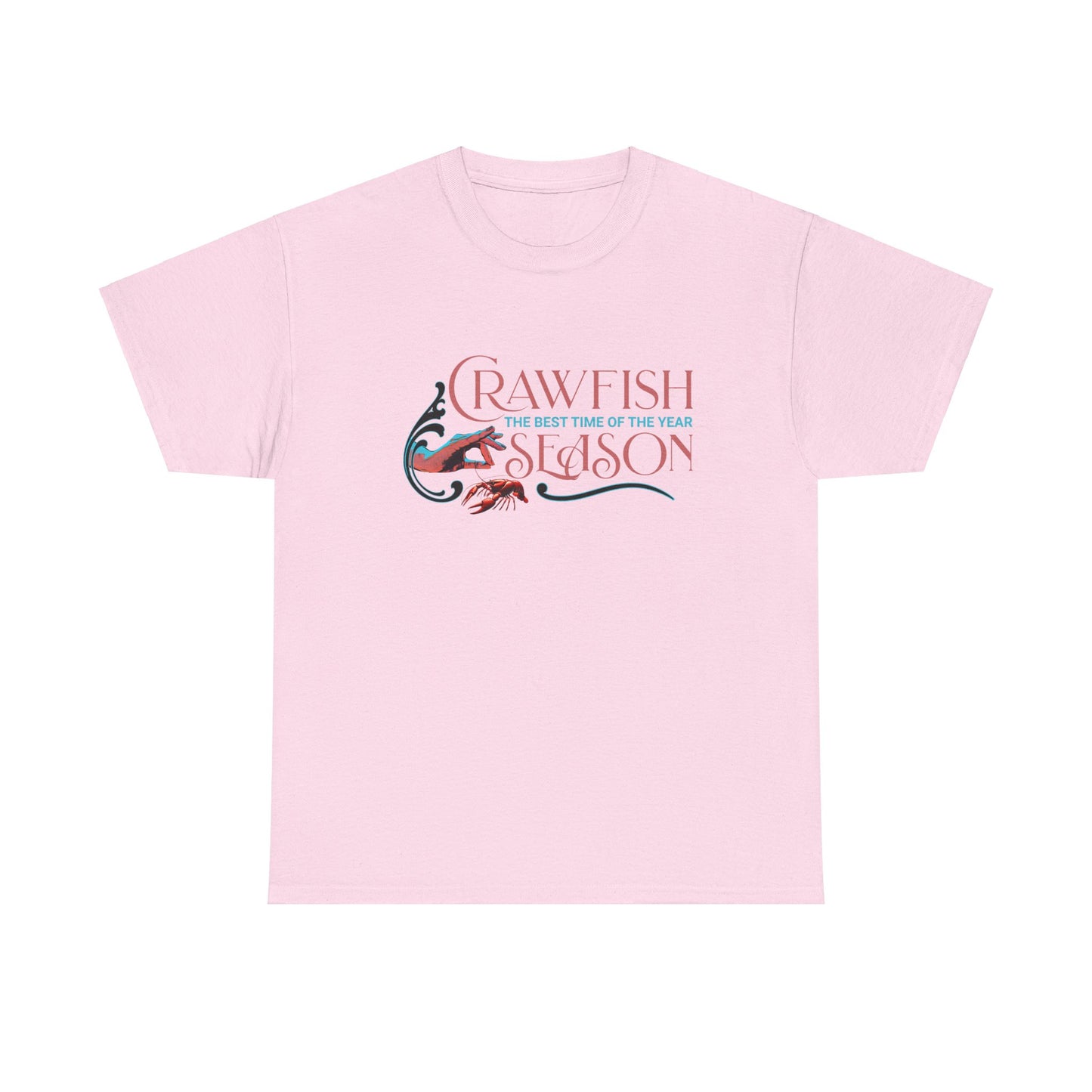 Unisex Heavy Cotton Tee, Crawfish Season, Life on the Bayou Collection