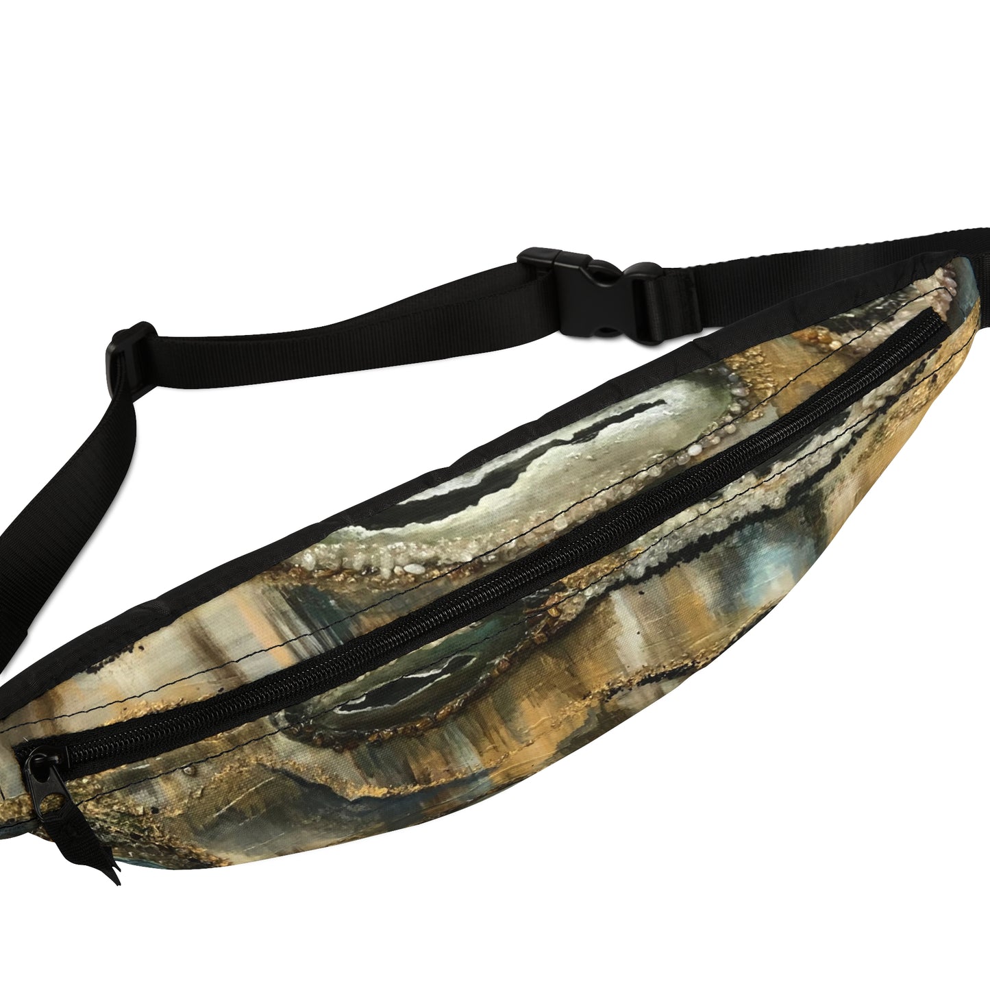 Fanny Pack, Abstract Printed Earth Tones Design, Creek Bed, Life on the Bayou Collection