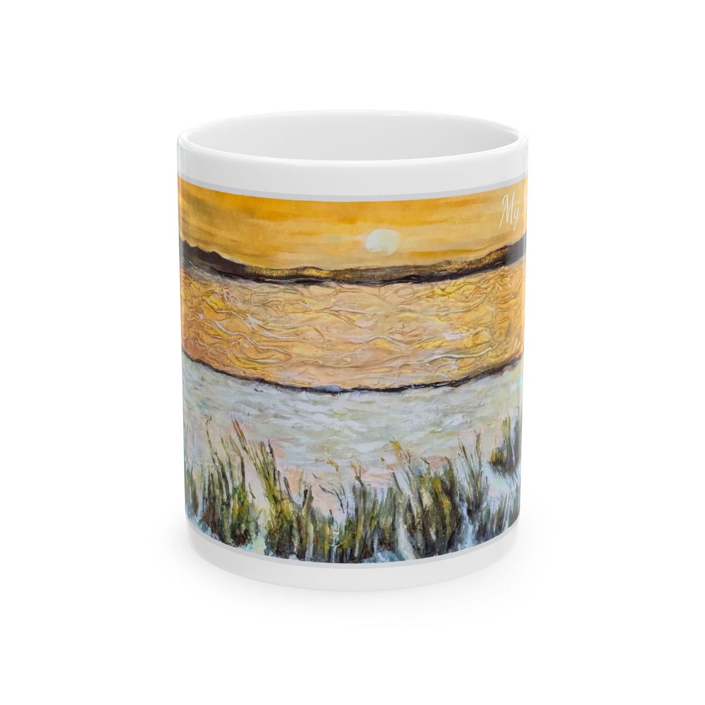 Ceramic Mug, (11oz, 15oz), Paradise, My Happy Place, Beachwalker Club Collection