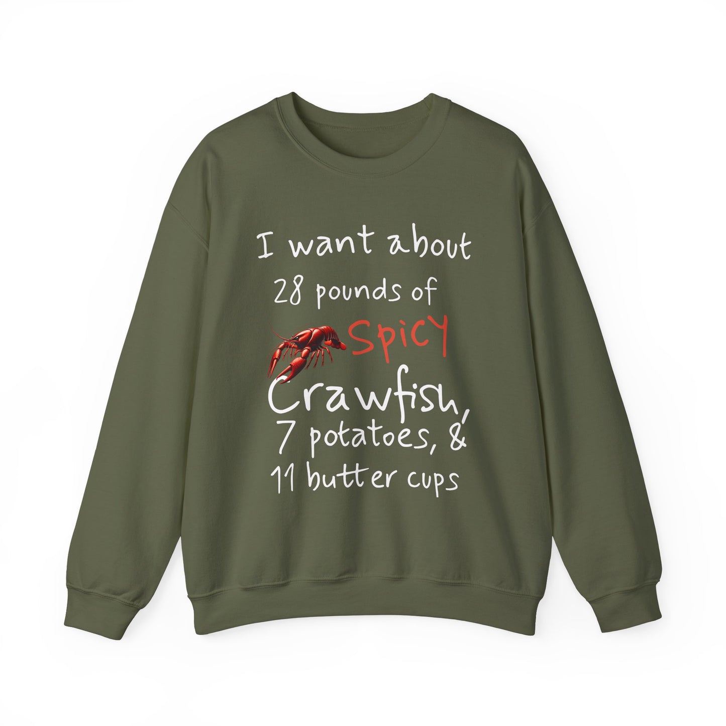 Unisex Heavy Blend™ Crewneck Sweatshirt, I want 28 pounds of Crawfish, Life on the Bayou Collection