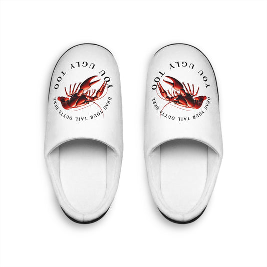 Women's Indoor Slippers, Humorous, Crawfish Season, Printed Crawfish Theme with the Life on the Bayou Collection