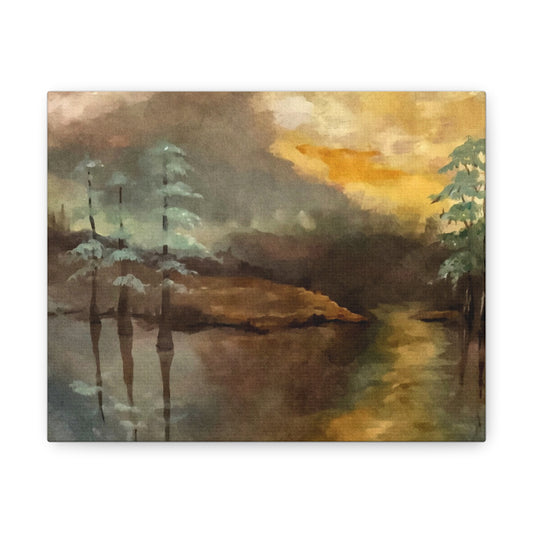 Canvas Gallery Wraps, Moon Lake Watercolor, FrediFreds Home Collection