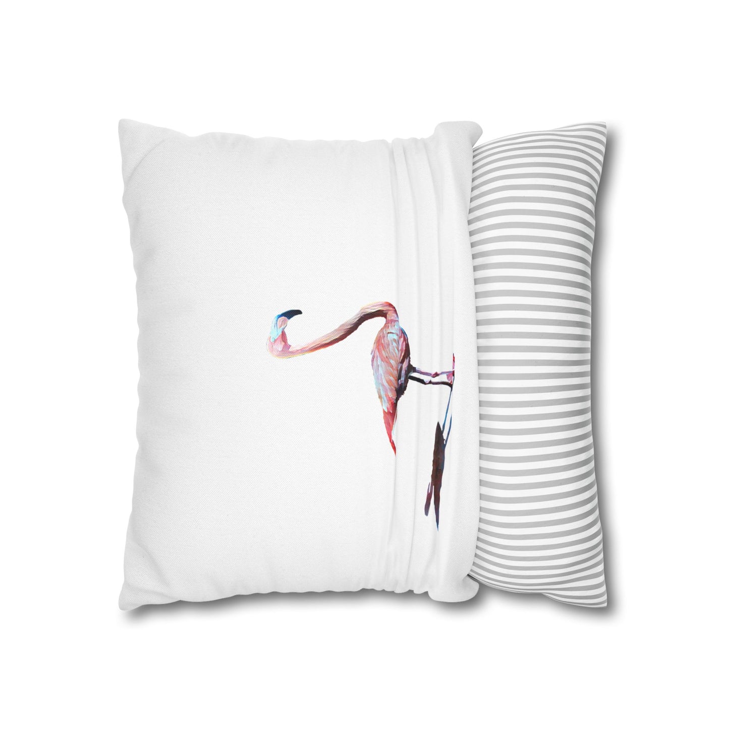 Spun Polyester Square Pillowcase, Flamingo, Beachwalker Club Collection