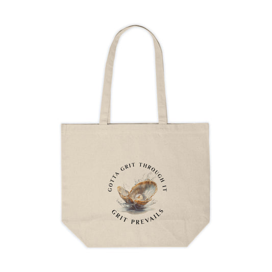 Canvas Shopping Tote With Printed Design "Grit Prevails"