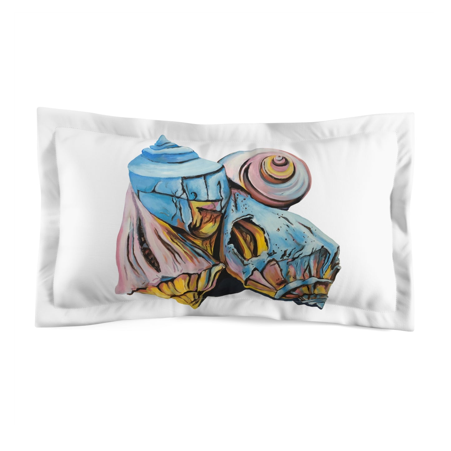 Microfiber Pillow Sham, Artsy Pastel Beach Shell Design, Beachwalker Club Collection