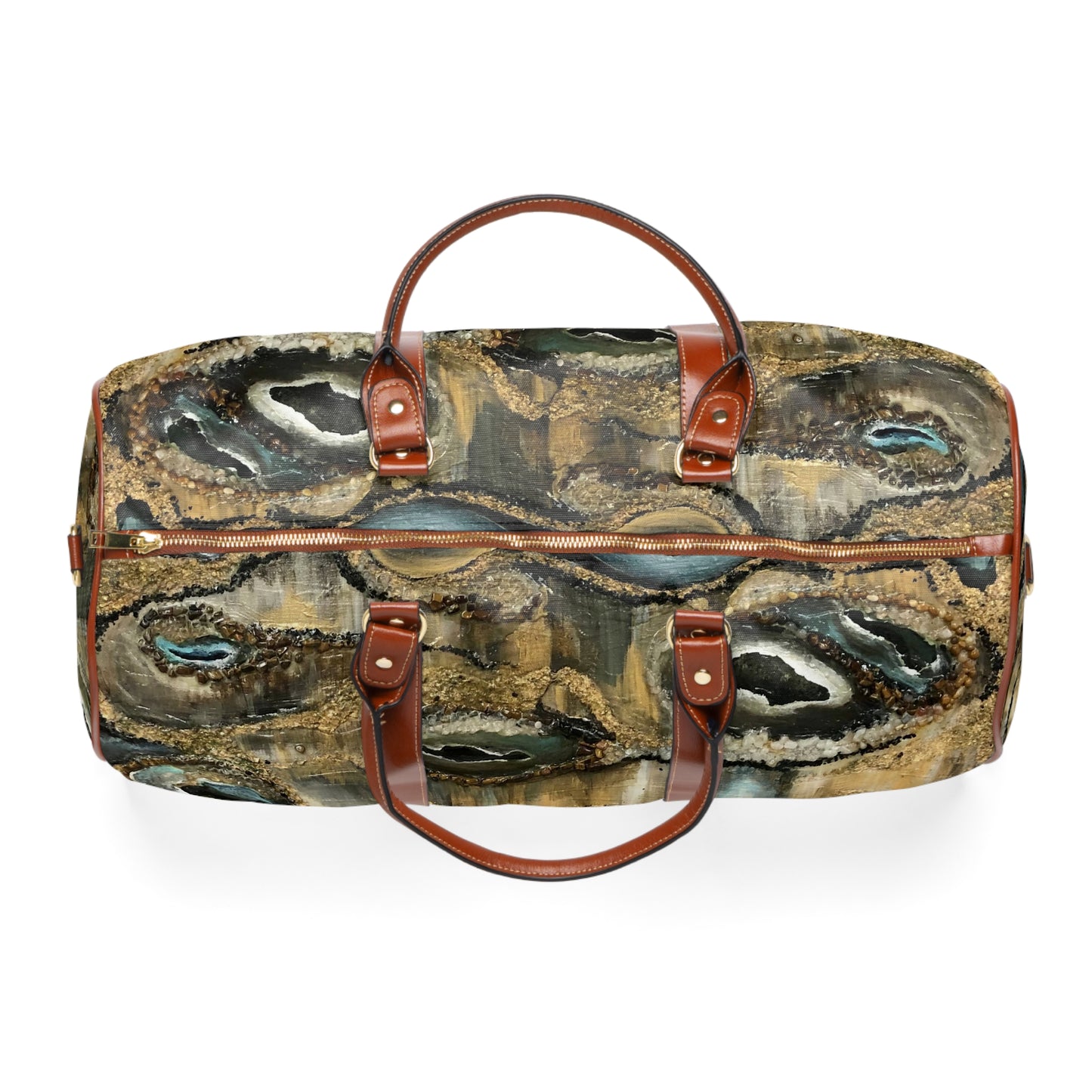 Waterproof Travel Bag, Abstract Printed Design, Creek Bed, Life on the Bayou Collection