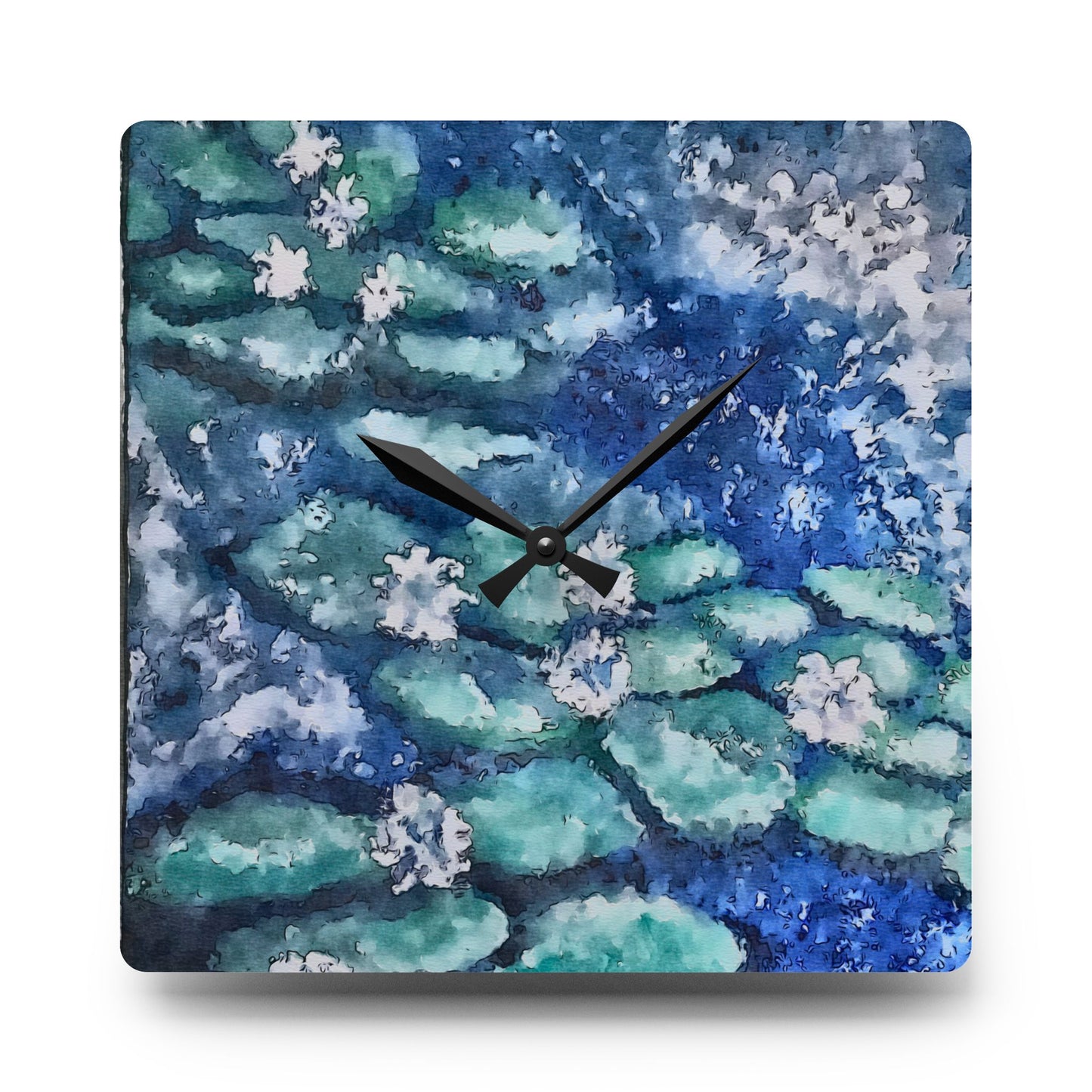 Acrylic Wall Clock, Water Lilies, FrediFreds Home Collection