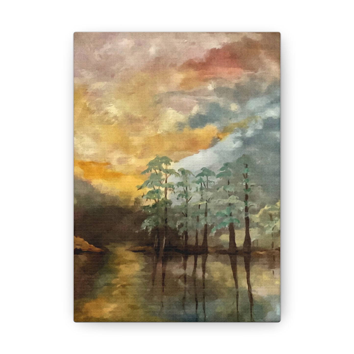 Canvas Gallery Wraps, Moon Lake Watercolor, FrediFreds Home Collection