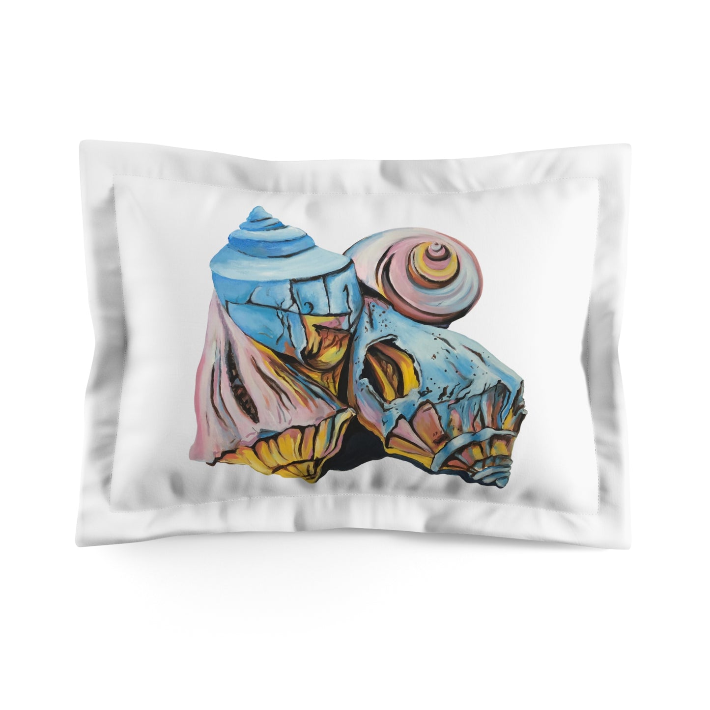 Microfiber Pillow Sham, Artsy Pastel Beach Shell Design, Beachwalker Club Collection