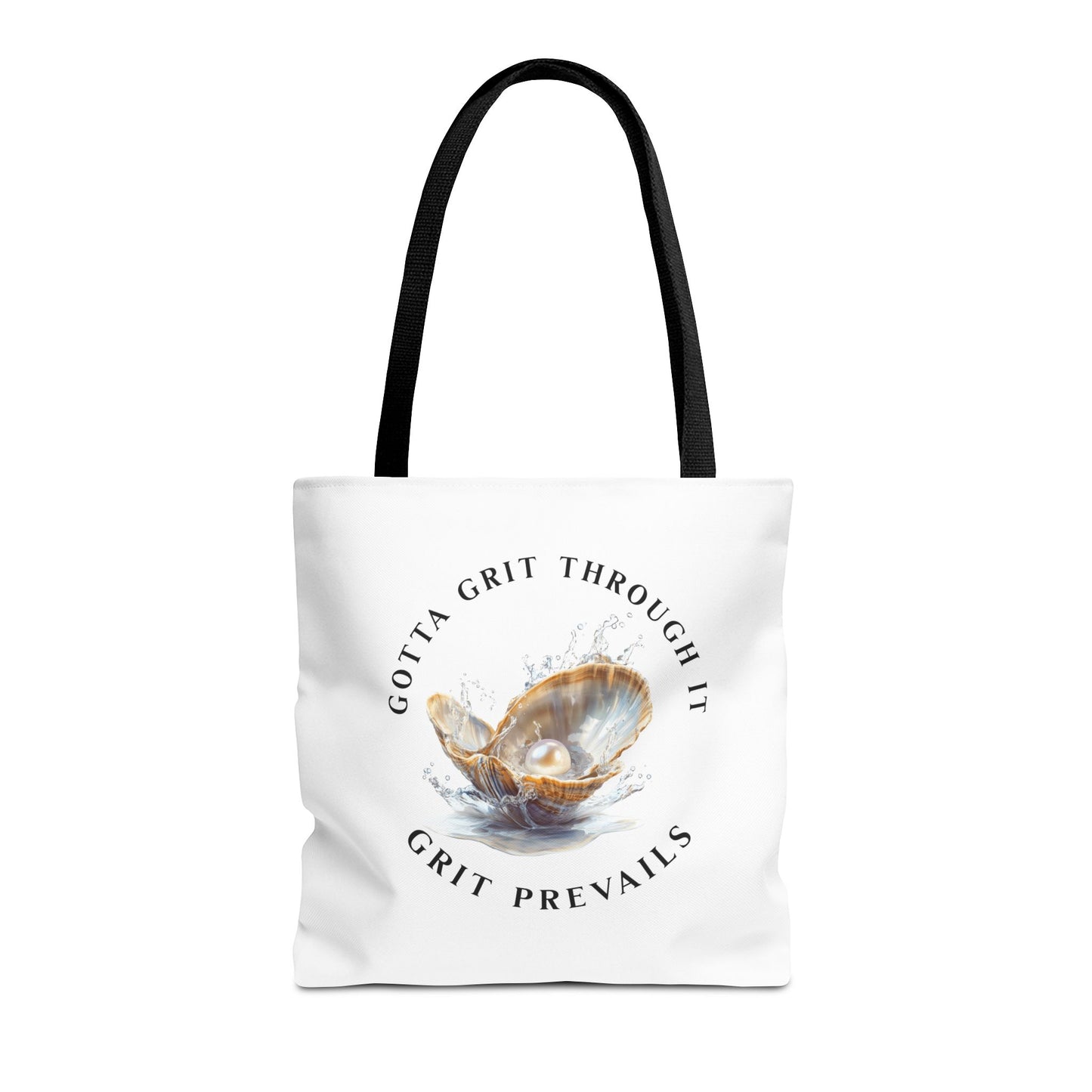 Tote Bag (AOP) With Print Design "Grit Prevails", Gotta Grit Through It Collection