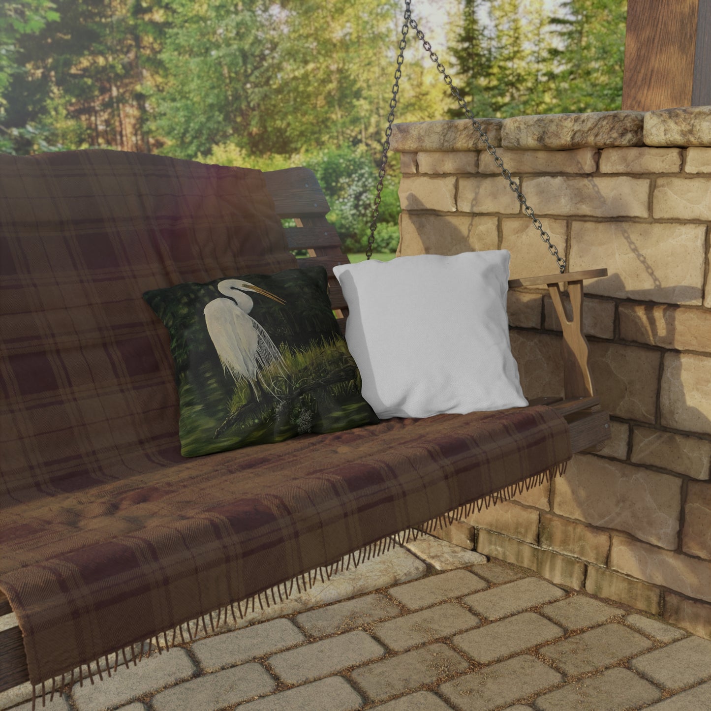 Outdoor Pillows, Bayou Life, Egret